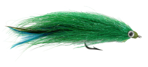 Kinky Muddler Saltwater Streamer Green with Blue Blue Fish Blue Runner Fly Discount Wholesale Saltwater Flies