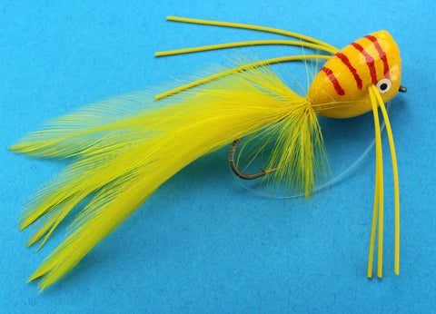 Yellow and Red Striped Popper,Bass Popper,Frog Popper, Discount Bass Popper