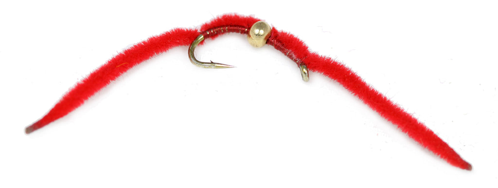 San Juan Worm Red Worm Gold Bead, Worm Fly for Trout Fly, Fly Fishing –
