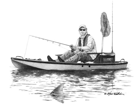 Kayak Redfish, Steve Whitlock Art Work 