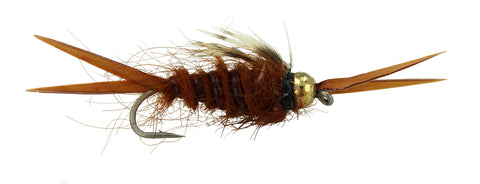 Brown Stonefly Nymph, Discount Trout Flies, Brown Bead Head Nymph